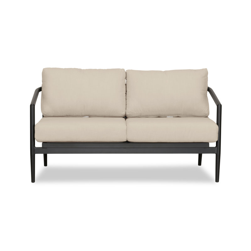 Olio Outdoor 2 - Seat Loveseat, Black, Canvas Natural Sunbrella® Canvas