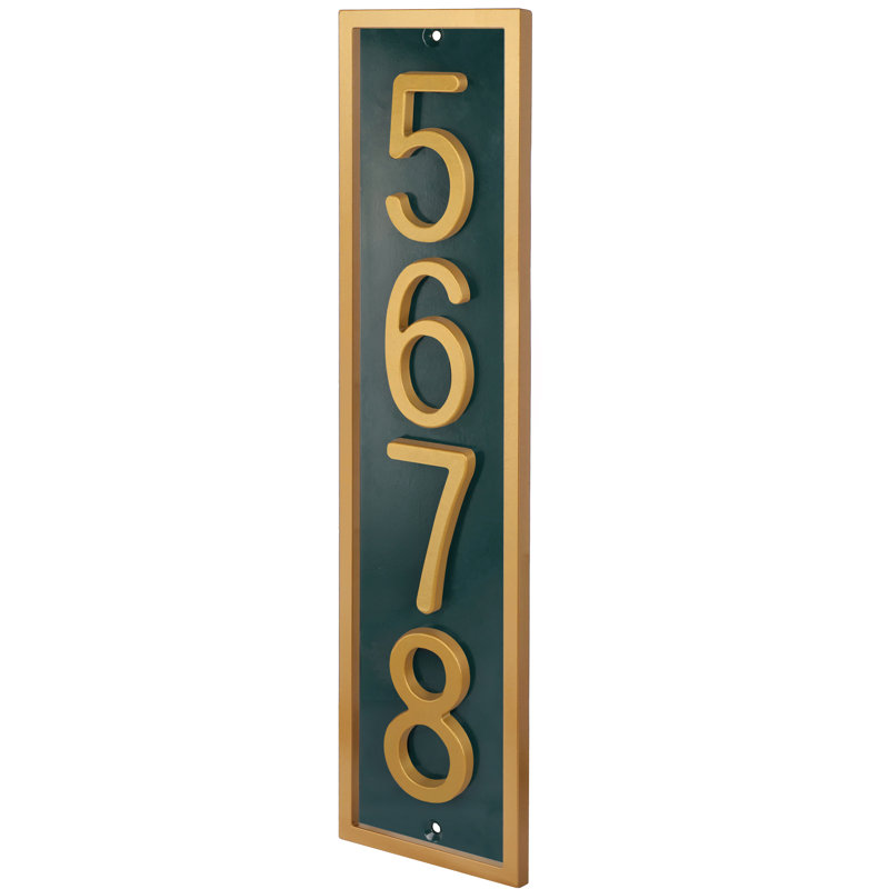 Plaque d'adresse flottante en aluminium Royal Shade, Doré, Oui, Vert