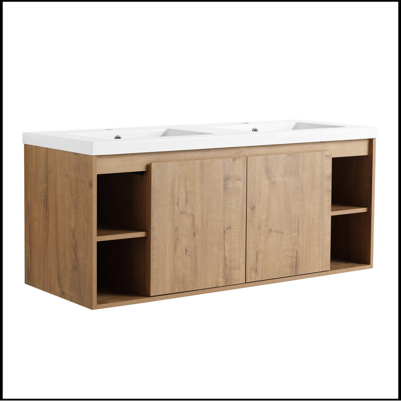 Allesha 47.6 " W Wall Mounted Wall Mounted 2 Double Vanity Bathroom Vanity With Top