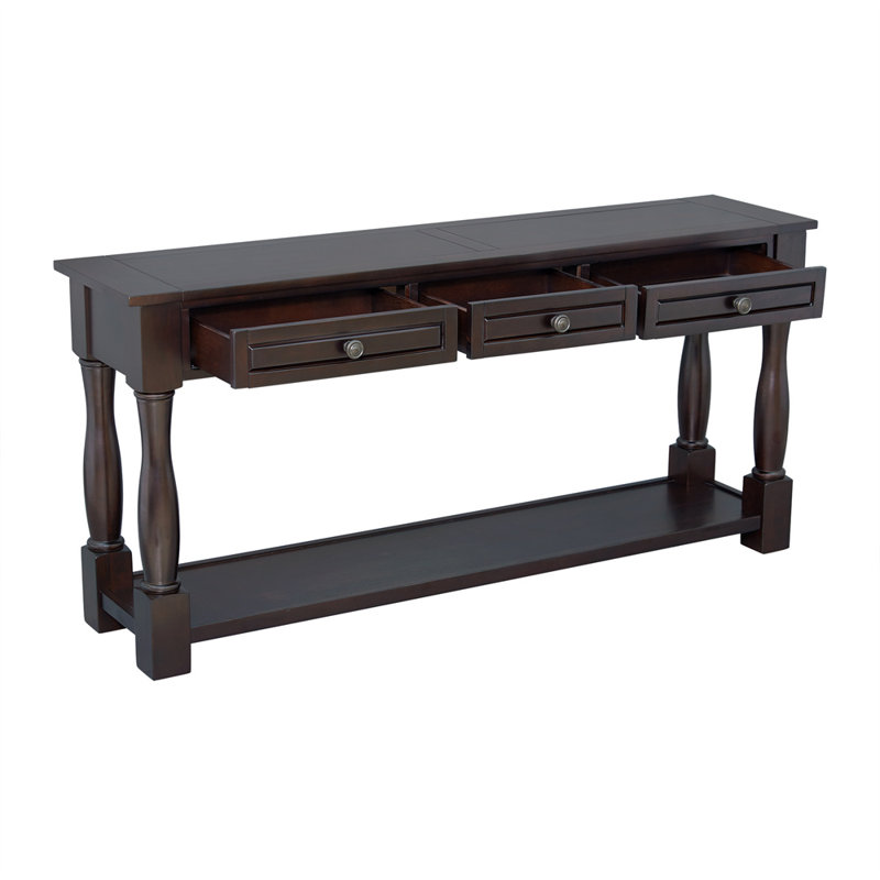 Console longue avec tiroirs et tablette Cervantez, Noir