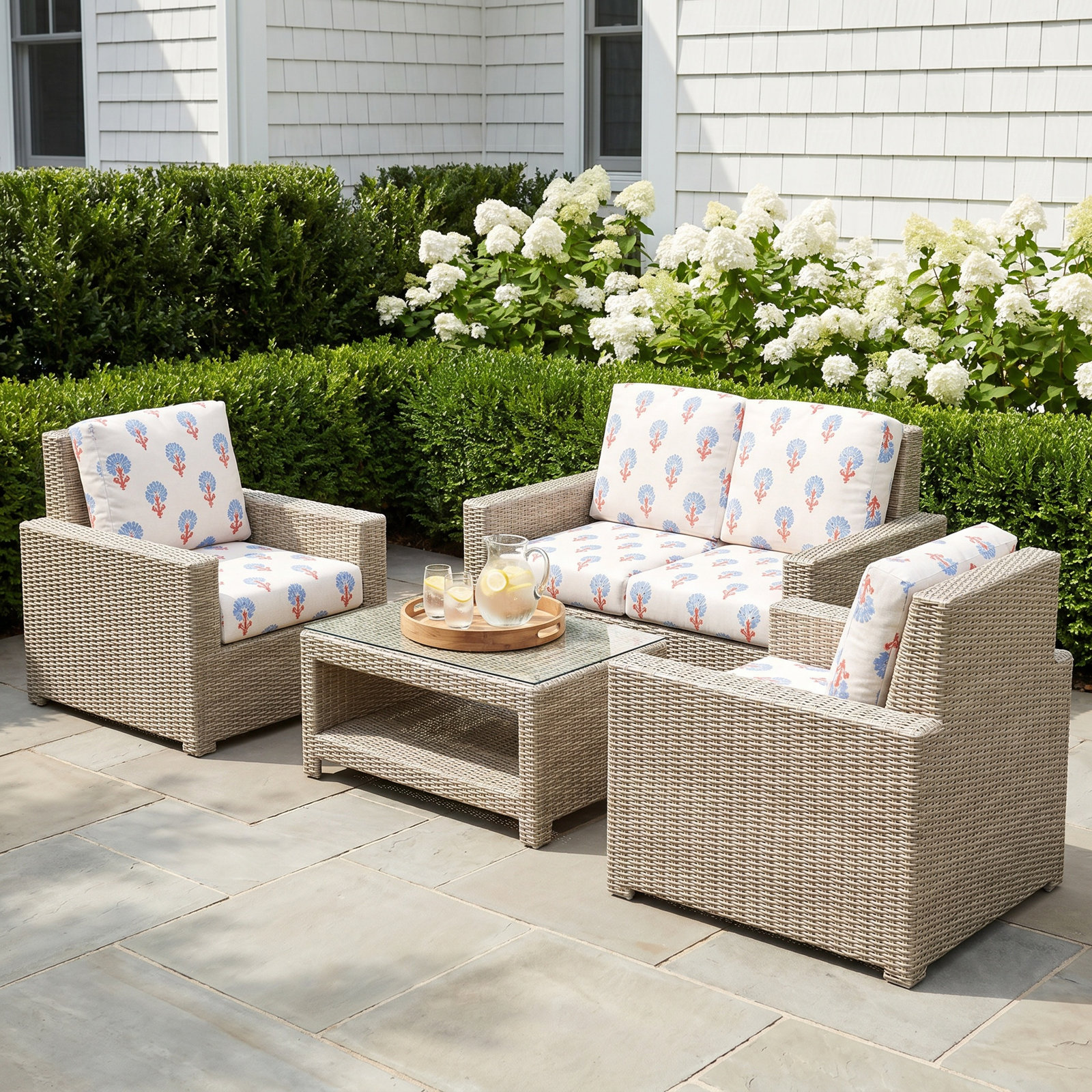 Henri 4-Person Sunbrella® Patio Seating Group, Mira Bluebell