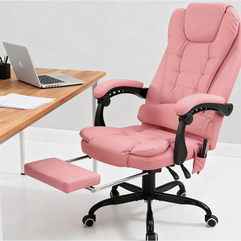 Fauteuil de massage vibrant à 7 points avec dossier haut et fonction inclinable, rose, Rose