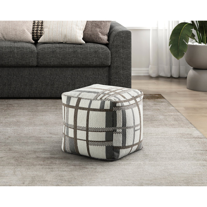 Repose-pieds carré rembourré en tissu - antidérapant, H 16 po, capacité de poids de 300 lb, motif multicolore avec capacité de revêtement, base antidérapante, moderne