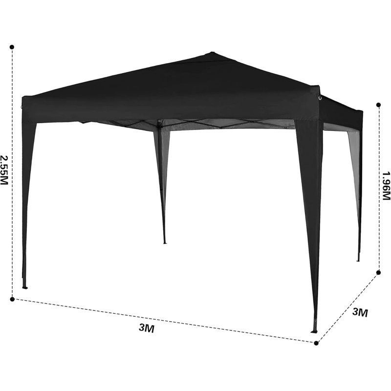Janvey 3m x 3m Steel Pop-Up Gazebo, Black