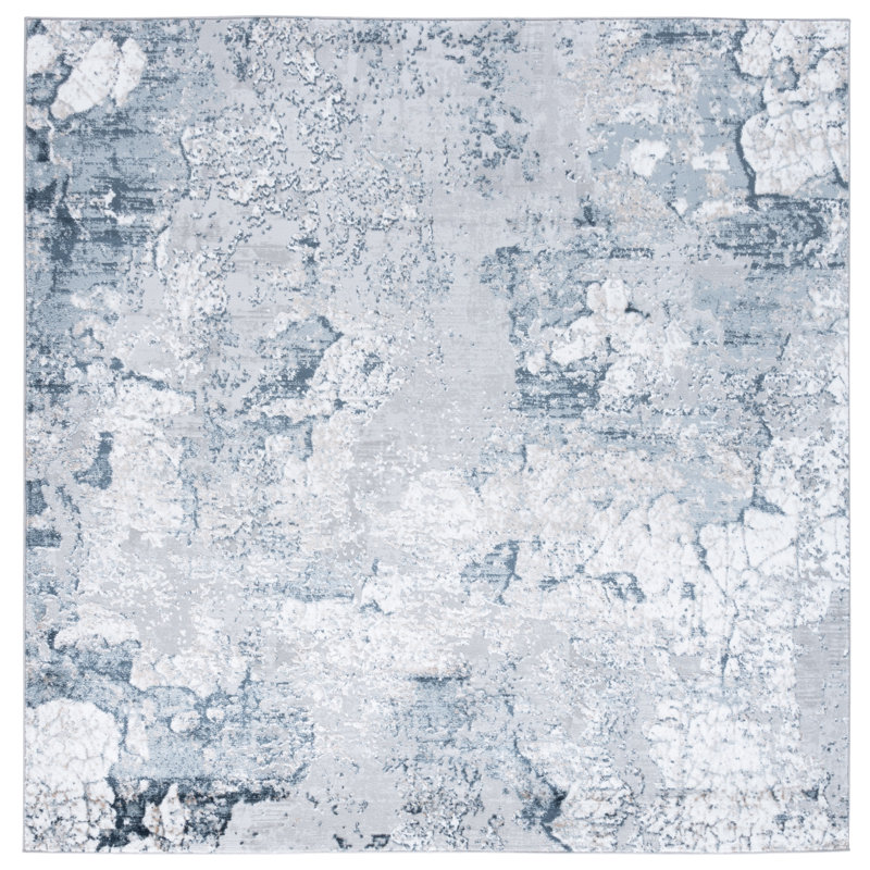 Plassie Performance Abstract Rug, Square 6'7"