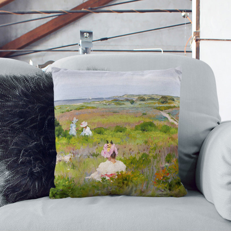 Long Island Shinnecock By William Merritt Chase Square Throw Cushion, 40cm H x 40cm W x 15cm D, Stone