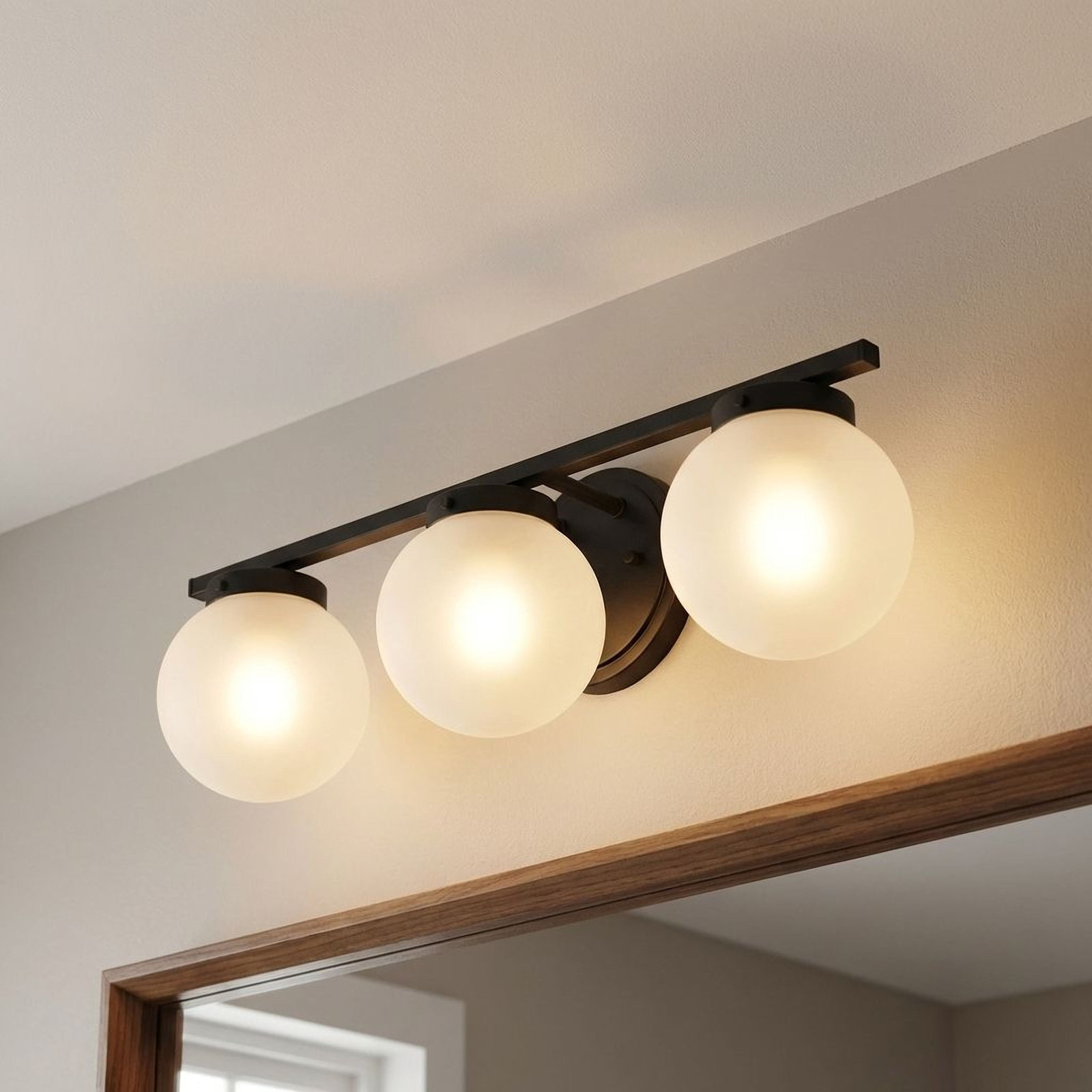 Finian 3-Light Dimmable Vanity Light, White, Matte Black