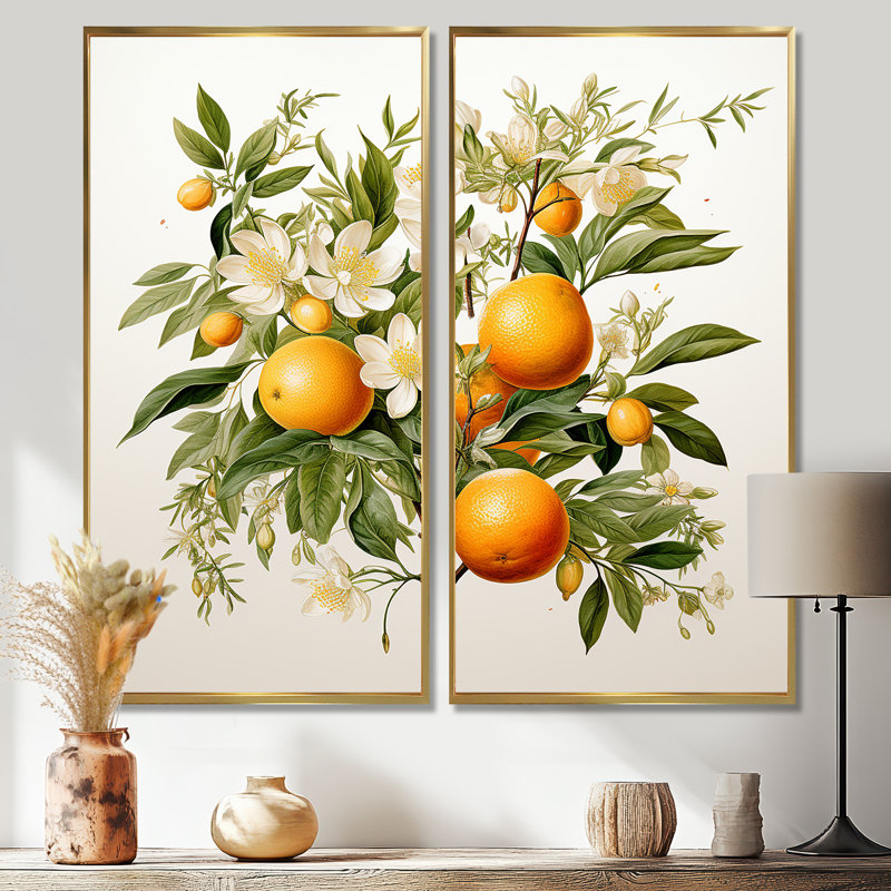 Orange Tree - Yellow Canvas Prints, Floater Framed Print without Mat, 40" H x 40" W, Gold