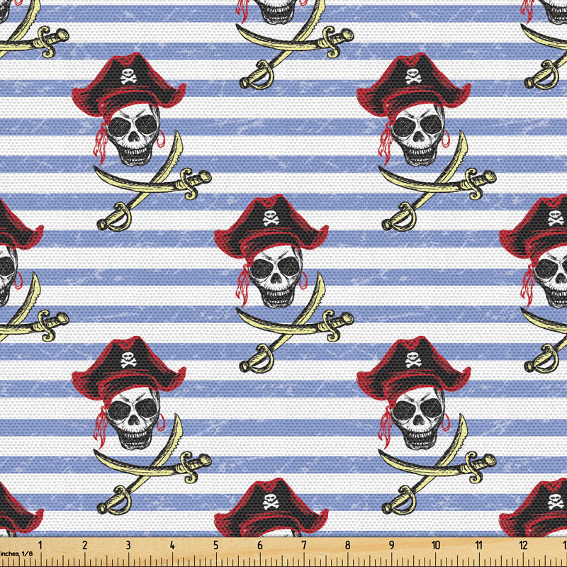 Aireonna Jolly Roger on Stripes Fabric