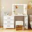 Meuble-lavabo de 55,2 po avec armoire latérale réglable, coiffeuse de maquillage avec lumières Hollywood, 5 tiroirs de rangement et 2 tablettes, coiffeuse moderne