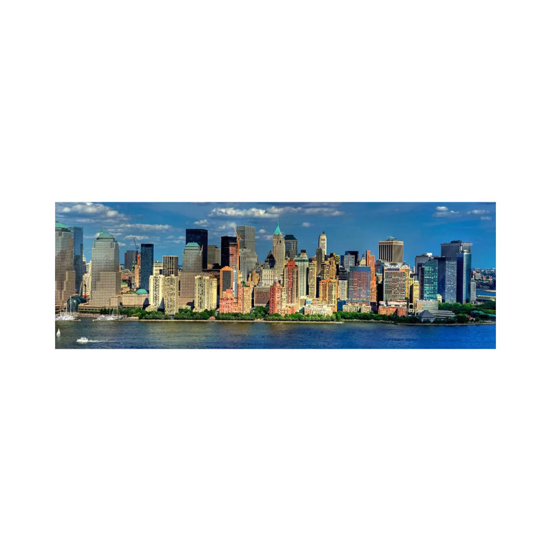 New York Panoramic Skyline Cityscape (Manhattan) by Unknown Artist - Wrapped Canvas Panoramic Print