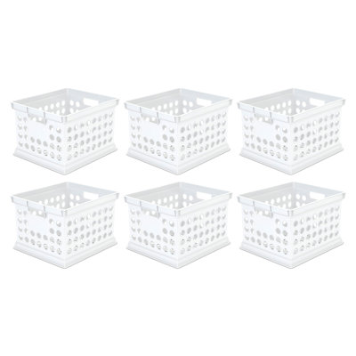 Sterilite Stackable Plastic Storage Open Crate Bin Organizer Box, White