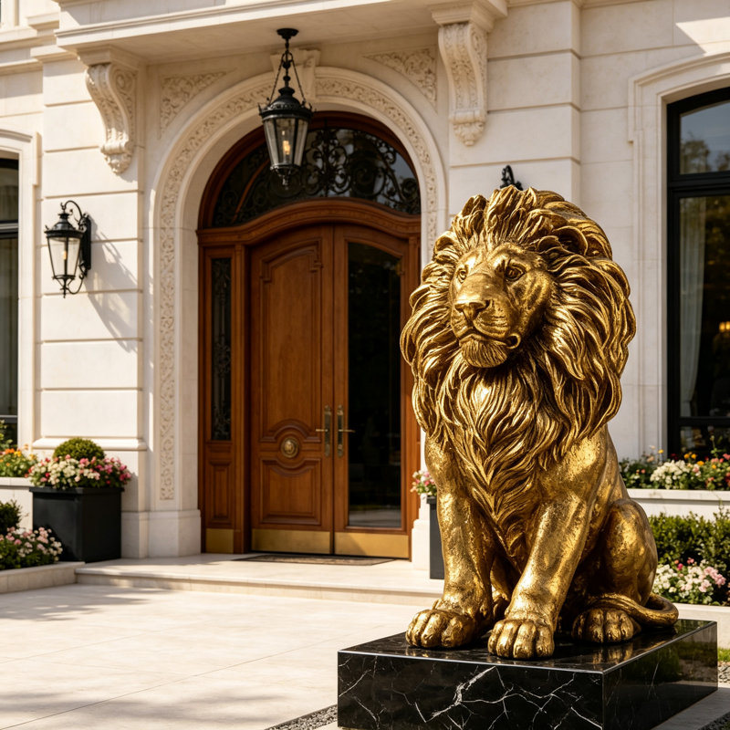 Statue de lion en résine de 24 pouces, décoration extérieure résistante aux intempéries, idéale pour les jardins, les parcs et les entrées de maison