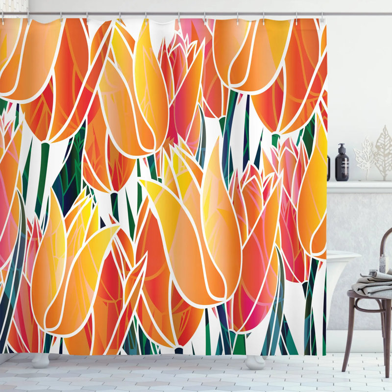 Ensemble de rideau de douche Tulip Garden, H 69 po x l 105 po