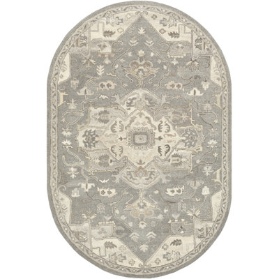 Burkholder Oriental Hand-Tufted Wool Charcoal/Taupe Area Rug