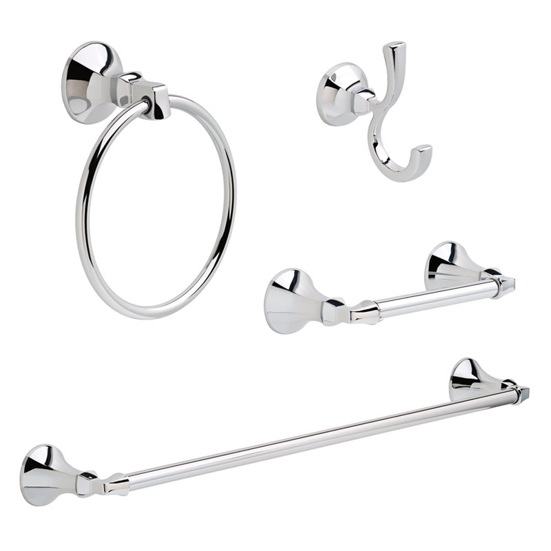 Ashlyn Delta 4 Piece Bathroom Hardware Set, Chrome