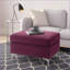 Repose-pieds rectangulaire rouge bourgogne avec coussins en fausse fourrure pour le salon | Métal-1057183479