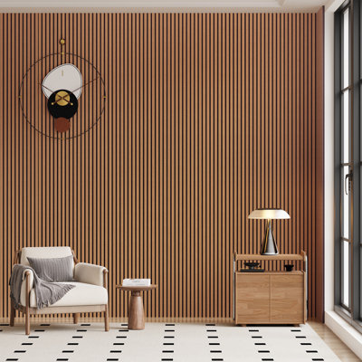 6 panneaux muraux à lattes de L 94,5 po x l 7,9 po, aspect éco-bois pour mur / plafond (31,1 pieds carrés)