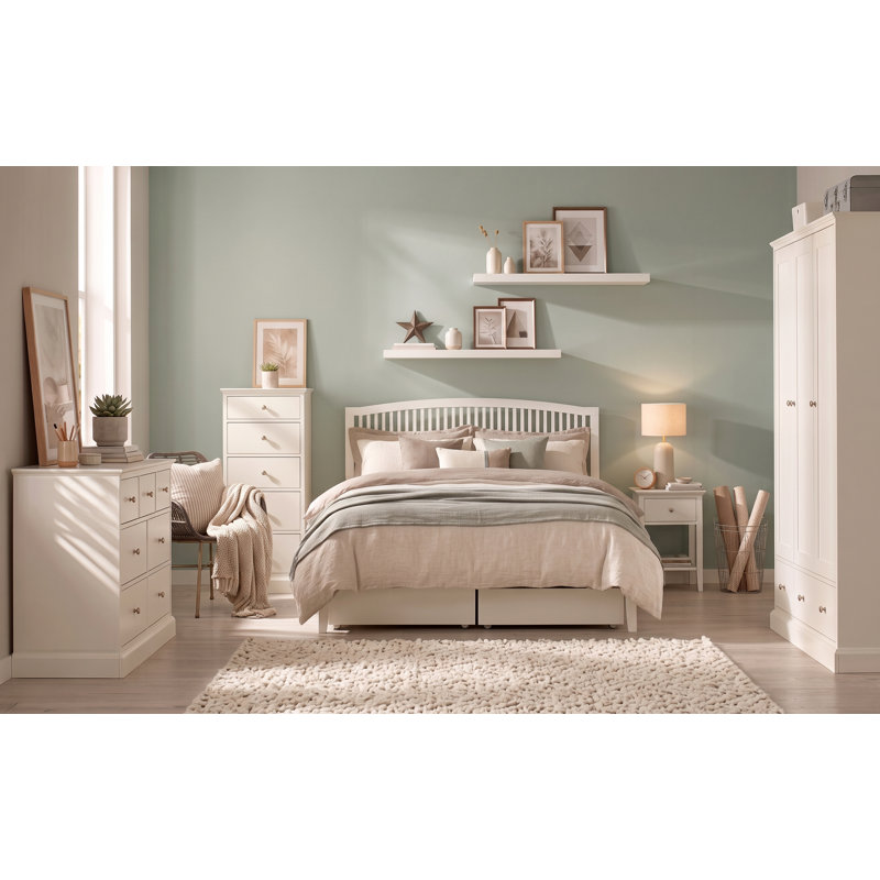 Lund Slatted Wood Bed, White, Small Double (4')