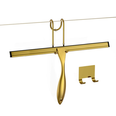 Shower Squeegee Set Stainless Steel Squeegee AllPurpose Squeegee 100 Streak Free Includes Shower Door Hook and Adhesive Hook Gold Shower Squeegee Set Stainless Steel Squeegee AllPurpose Squeegee 100 Streak Free Includes Shower Door Hook and Adhesive Hook Gold
