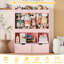 Boîte de rangement pour jouets H 51,7 po, rangement pour animaux en peluche de grande capacité avec 2 tiroirs de rangement mobiles, 3 cubes de rangement, bibliothèque pour chambre d'enfant, salle de jeux (rose)-448700045