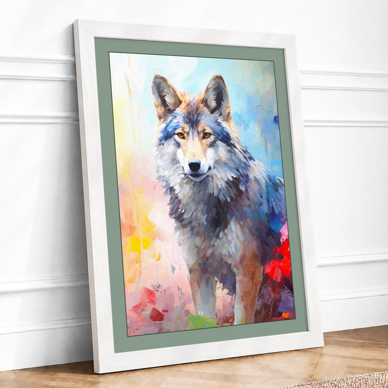 Wolf In Watercolour Modern - Print, A4 - 29.7 x 21.0 cm, White