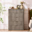 Ensemble de 3 meubles de chambre modernes en bois, comprenant une commode à 6 tiroirs (107 cm de hauteur) et une table de chevet à 3 tiroirs avec station de recharge.-308876962-308876963