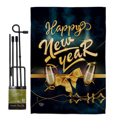 Ensemble de drapeaux en polyester 19 x 13 po Cheerful New Year