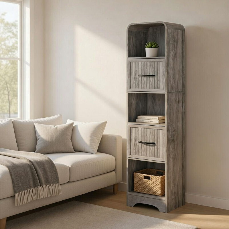 Bibliothèque étroite - gris, Grey