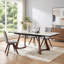 Table de salle à manger extensible en pierre frittée de 63 à 94,5 pouces avec base en bois massif
