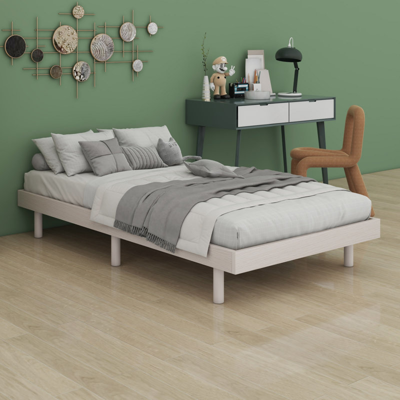 Base de lit plateforme flottante de conception moderne, Simple, Blanchies