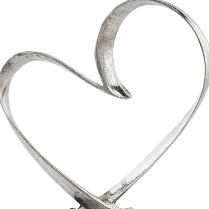 Shahzaib 16" Raw Silver And Black Heart Sculpture