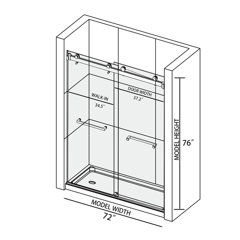 66 To 72 In. W X 76 In. H Double Sliding Frameless Shower Door With 5/16 In. Tempered Clear Glass, Chrome