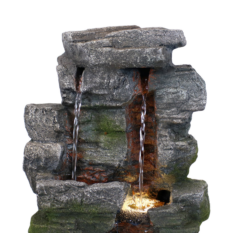 Halloway Resin Towering Cave Rustic Gray Indoor Tabletop Fountain