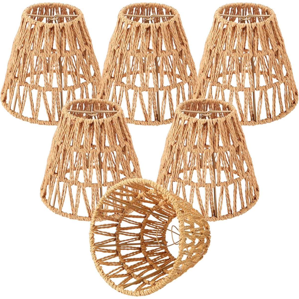 Eusamxon Set Of 3 Rattan Woven Clip-On Lampshades - Round Natural Brown Shades For Table & Floor Lamps - View #11
