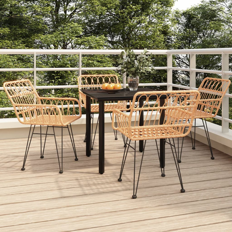Madancy Patio Dining Set with Square Table, 4, Brown