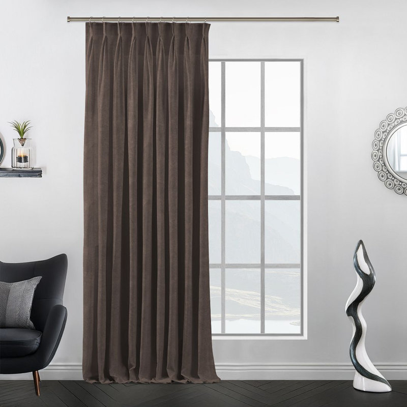 Luxury Pinch Pleat Curtain Panel - Single Drapery for Elegant Window Decor, 65cm Width x 450cm Drop, Iron