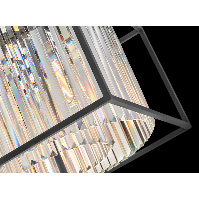 Giada Three-Light Multi-Tier Vertical Chandelier w/ Three Crystal Prism Drums