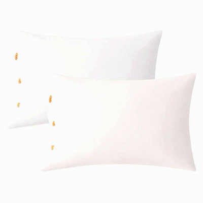 Luxury Cotton Breathable Pillowcase Set - Soft White Standard Pillow Covers with Button Closure - 2 Pack Washed Pillowcases (Pillows Not Included)