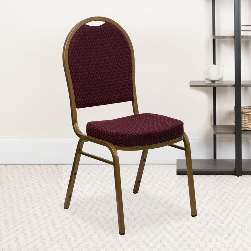 Chaise de banquet Ymir, Doré, Motif à pois bourgogne
