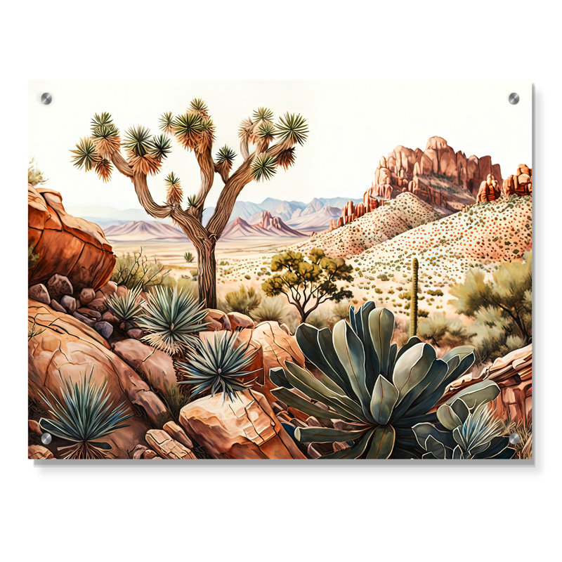 Arizona Desert I - art mural acrylique de salon occidental, H 24 po x l 32 po