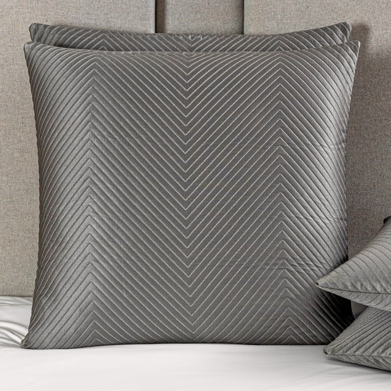 Herringbone Square Pillow Cover & Insert, Slate Gray