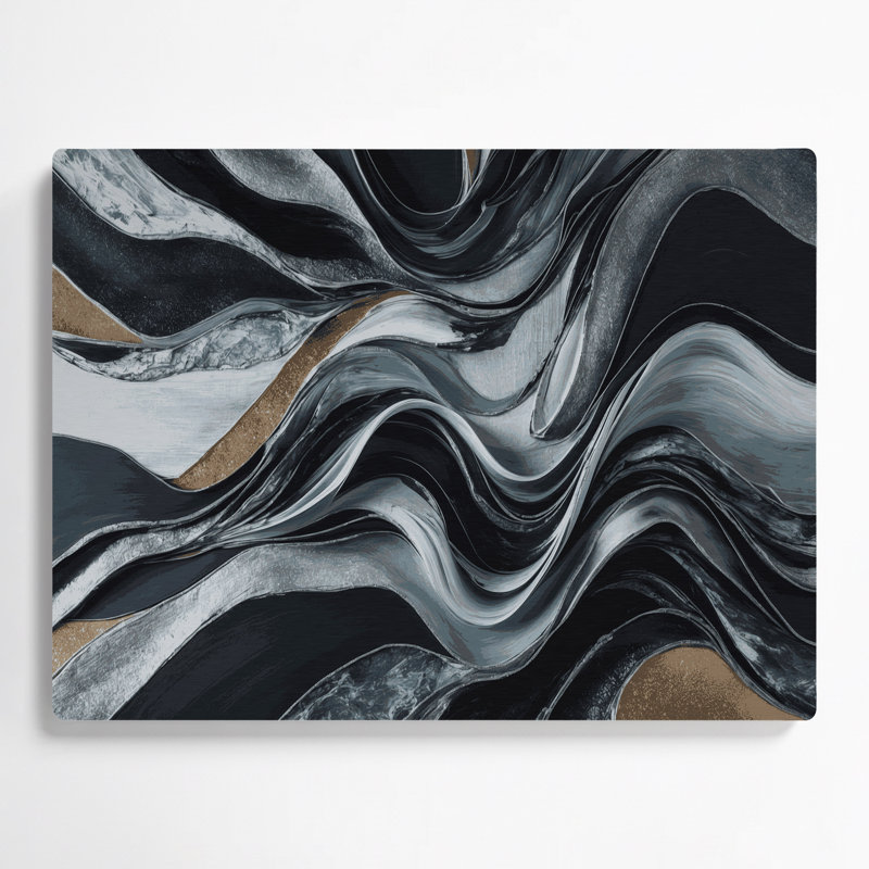 «Lyrical Abstraction 45», art mural en métal noir, H 12 po x l 18 po