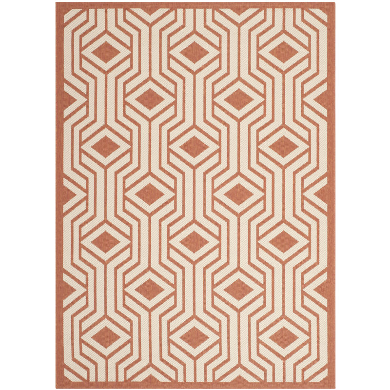Soldado Looped Orange/Beige Indoor/Outdoor Rug, Rectangle 201 x 290 cm