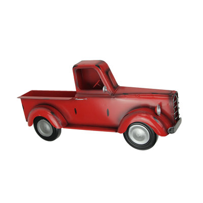 Sculpture de poche en métal de style camionnette vintage rétro Darcee - 16,25 po de largeur x 3 po de profondeur x 7,5 po de hauteur