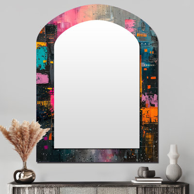 Black Urban Urban Luxury Buildings - Miroir décoratif en métal sur arche Cityscapes