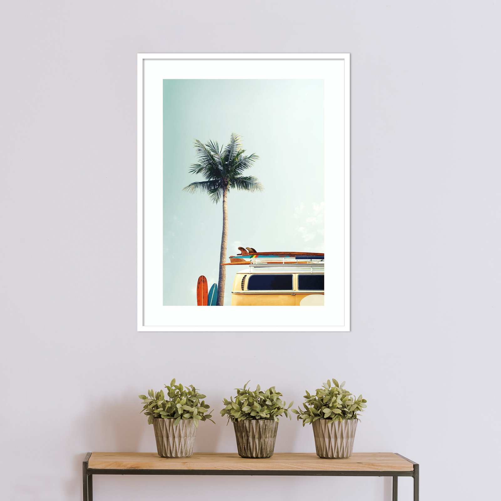 Raleigh "Surf Bus Yellow" Photo Print, Matte White, 37.88" H x 29" W x 0.75" D