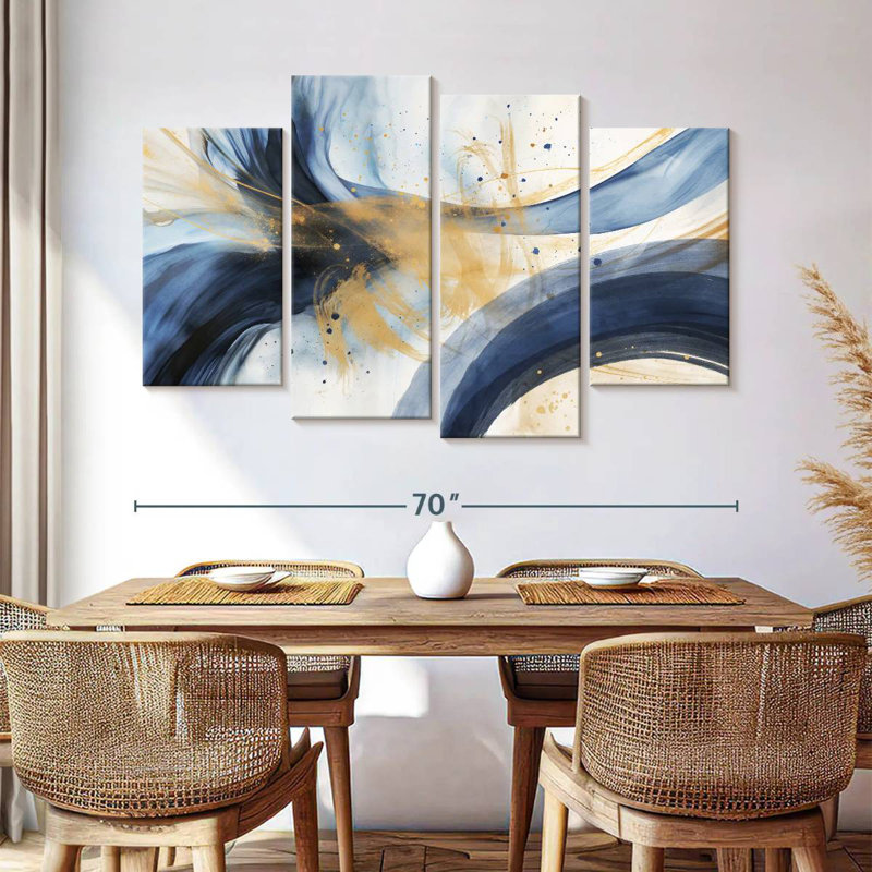 Bleu abstrait et beige Avery