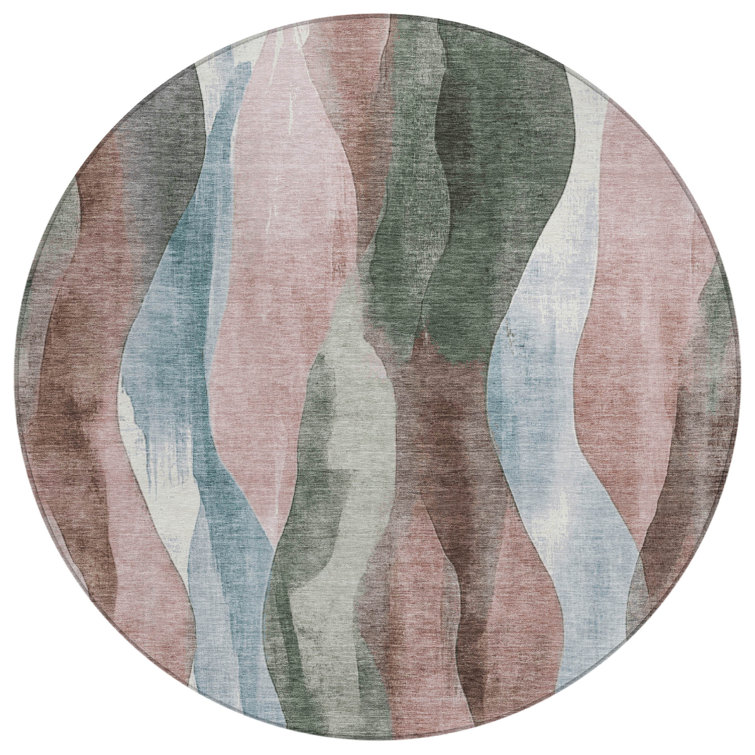 Machine Washable Indoor/Outdoor Xhevrie Salmon Rug