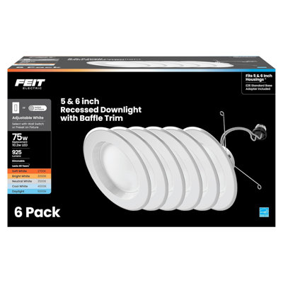 Feit White 5/6 in. W LED Recessed Downlight 75 W